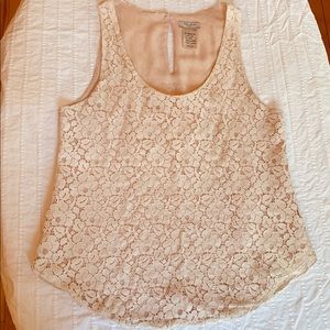 Talula cream lace over pink/nude lining top